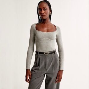 long-sleeve v-neck sweater bodysuit